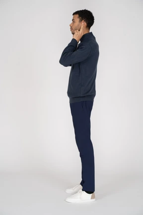 Man in black clothes standing