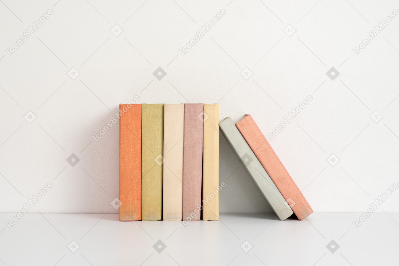 Colorful hardback books on the shelf