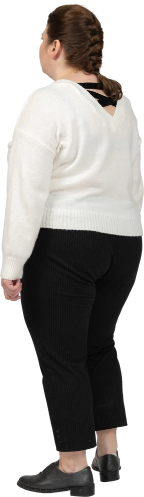 Plump woman in casual clothes