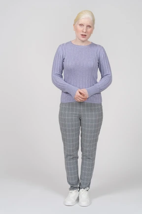 Front view of a woman talking