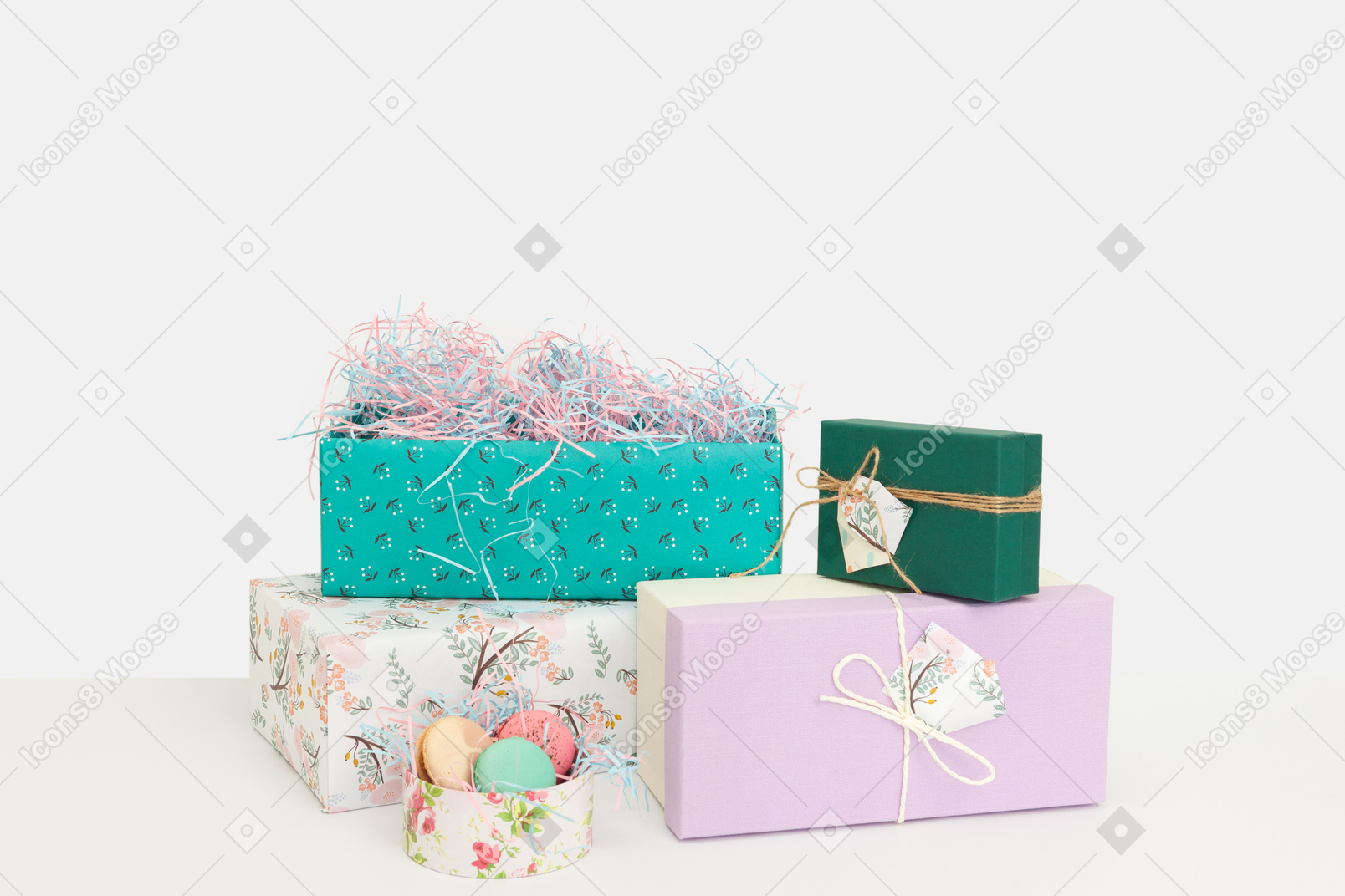 Colorful wrapped gift boxes