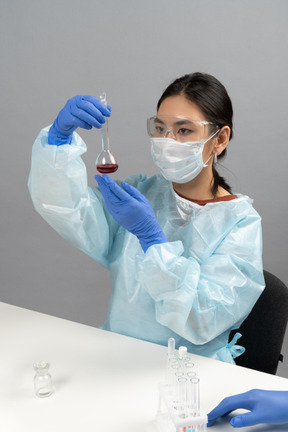 Medical worker holding sample
