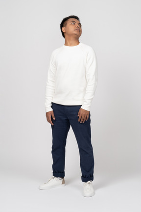 Man in a white pullover standing
