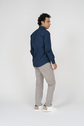 Rear view of a man in casual clothes