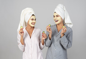 Beauty routine time with friend