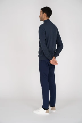 Man in black clothes standing