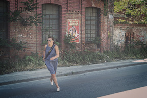 Woman running on the street