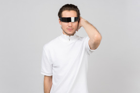 Young man in a futuristic eyewear