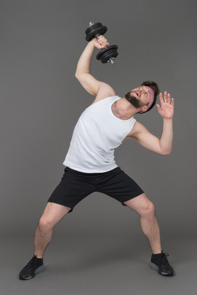 Man working out with a dumbbell