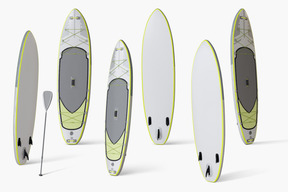 Surfing boards on white background