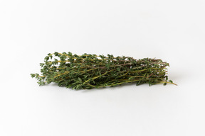 A bunch of thyme on a white background