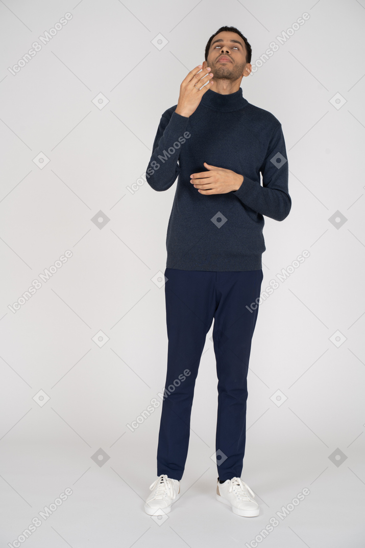 Man in black clothes standing