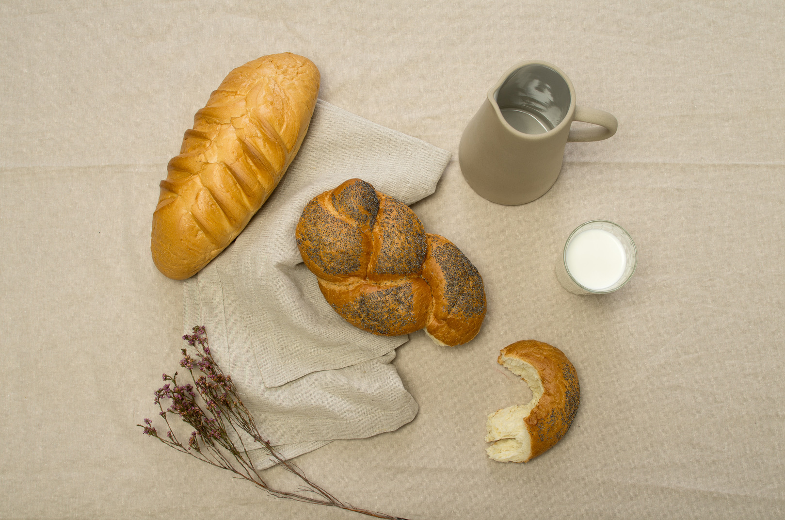 Enjoy freshly baked bread and a glass of milk