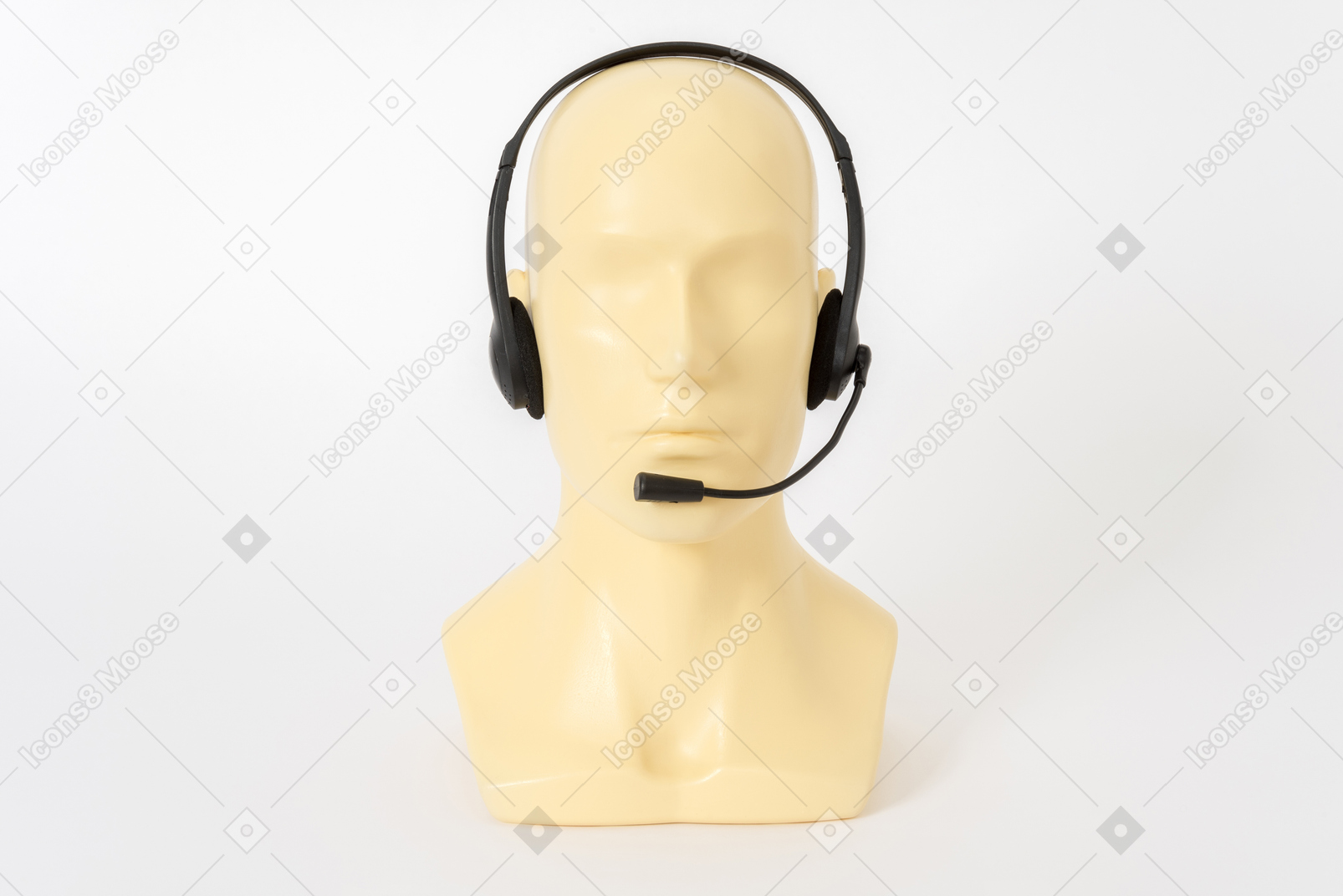 Call center headset on mannequin head