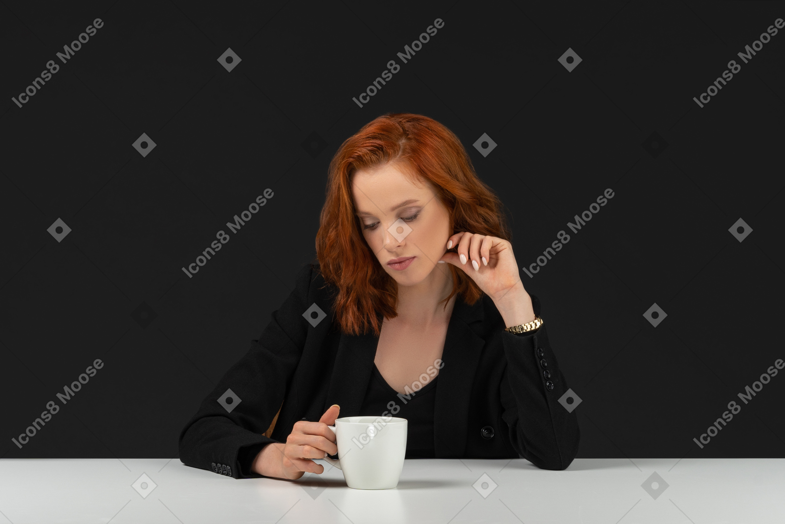Cute girl drinking coffee
