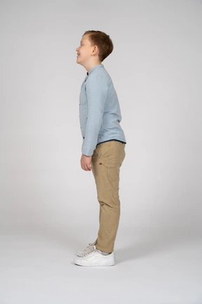 Side view of a happy boy