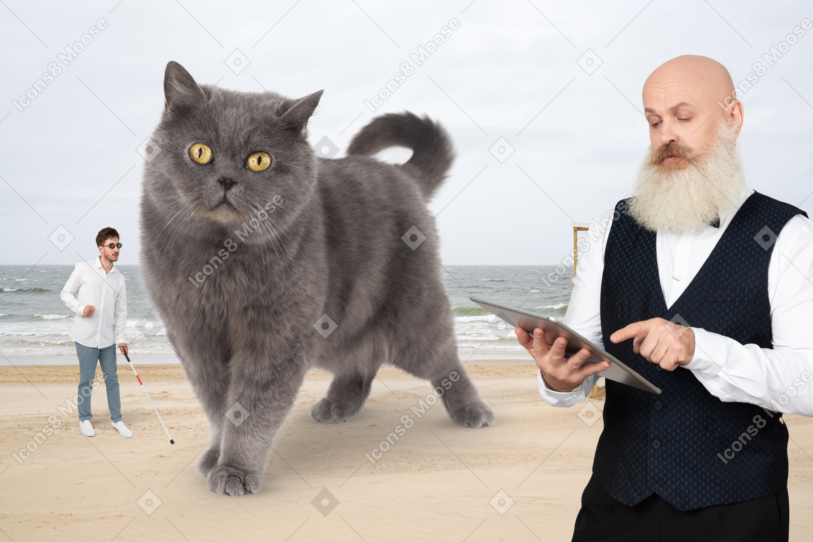 Business man with a cat