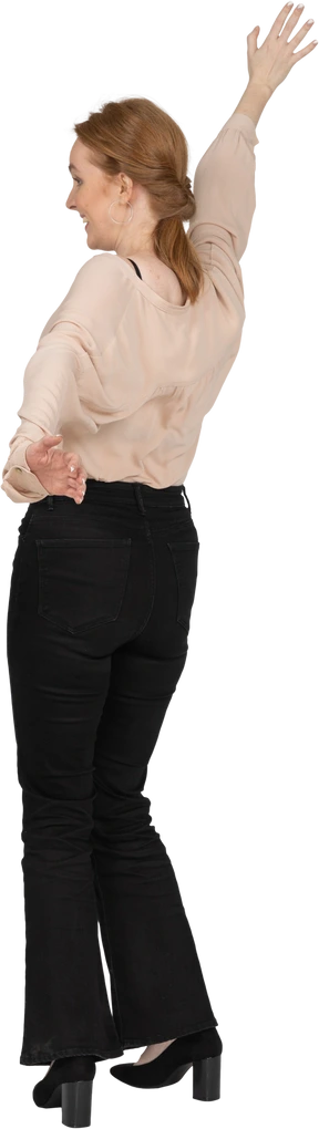 Woman in beautiful blouse dancing