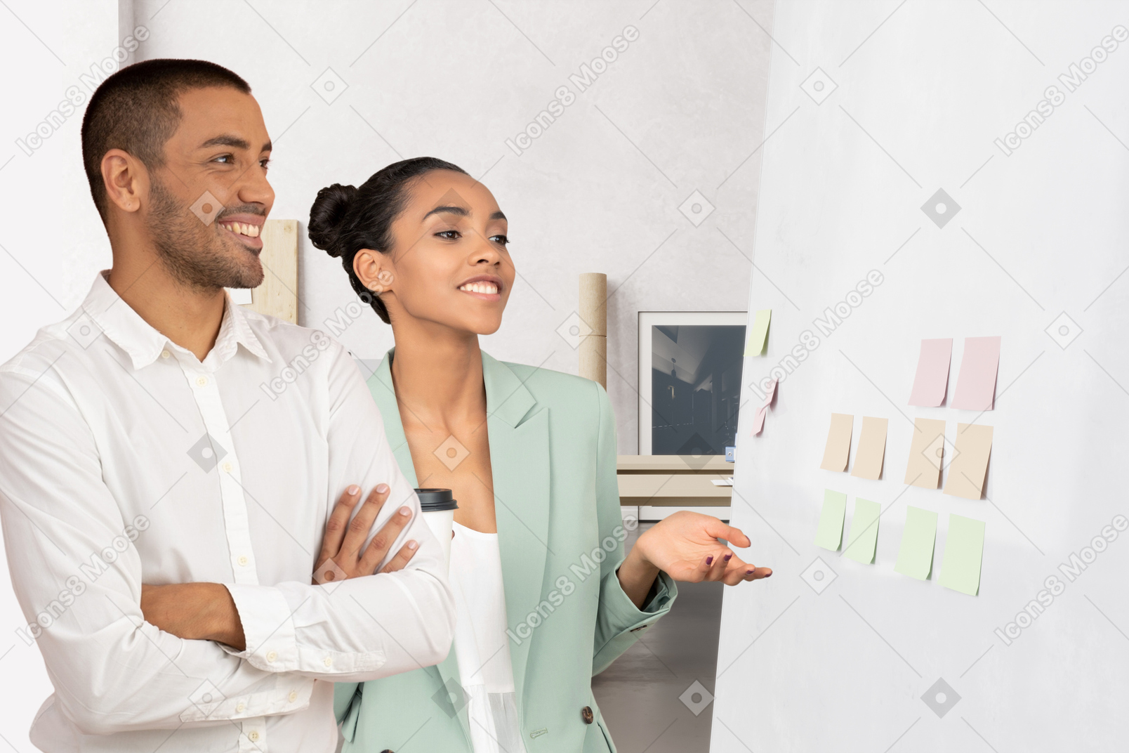 Man and woman talking in the office