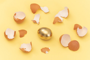 Goldenes ei unter eierschalen