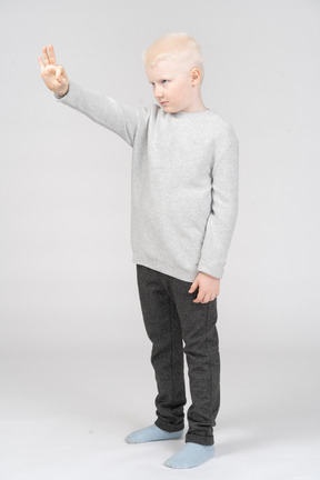 Little boy showing ok gesture