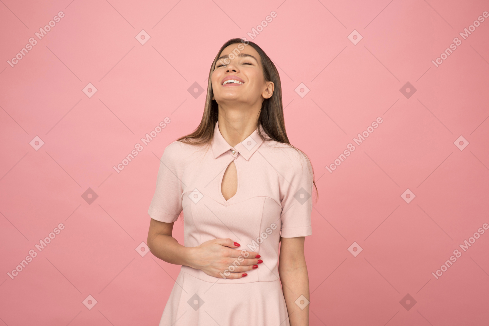 Girl holding her arm next to her belly