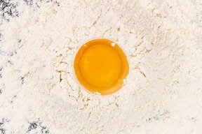 Egg yolk on the flour