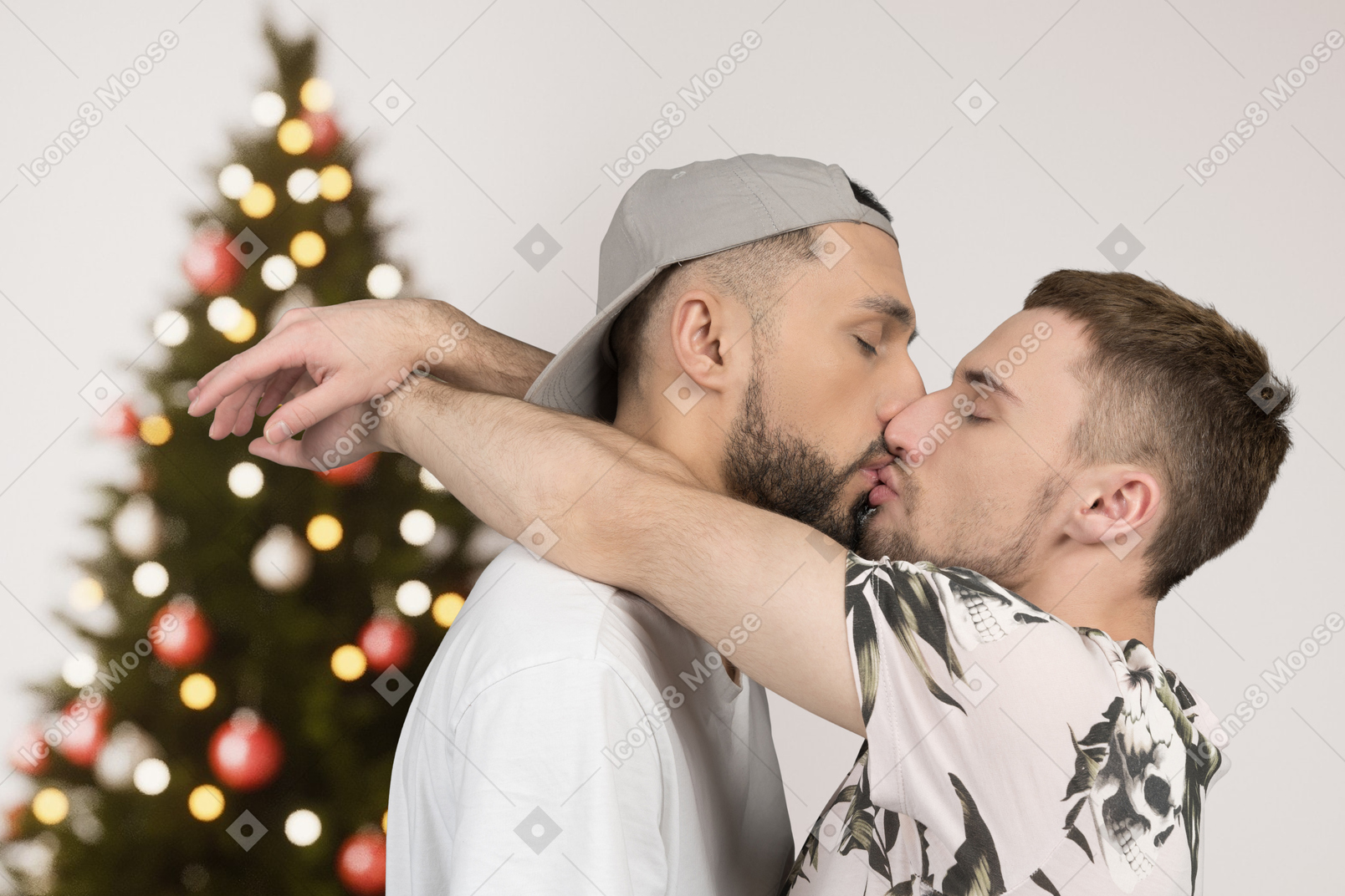 Gay couple is happy to spend christmas together