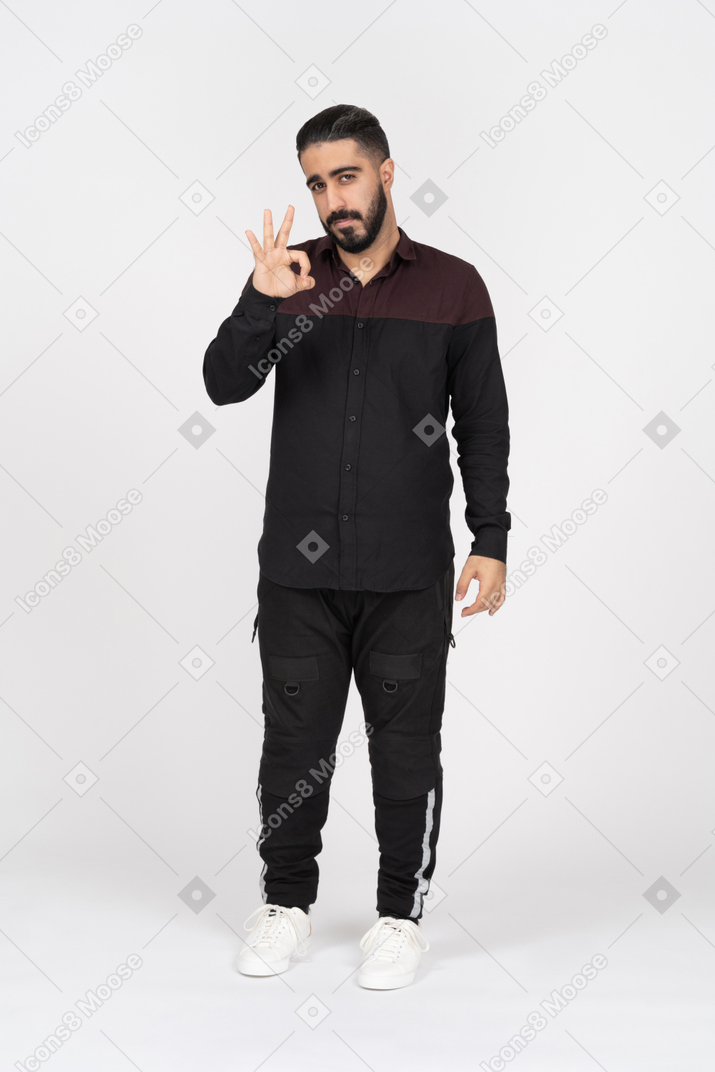 Young man with ok gesture