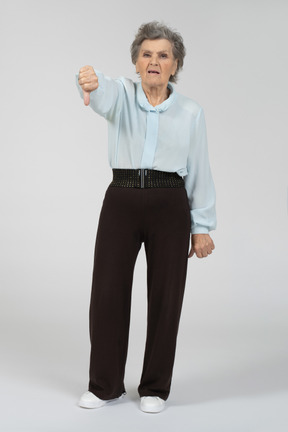 Old lady giving thumbs down