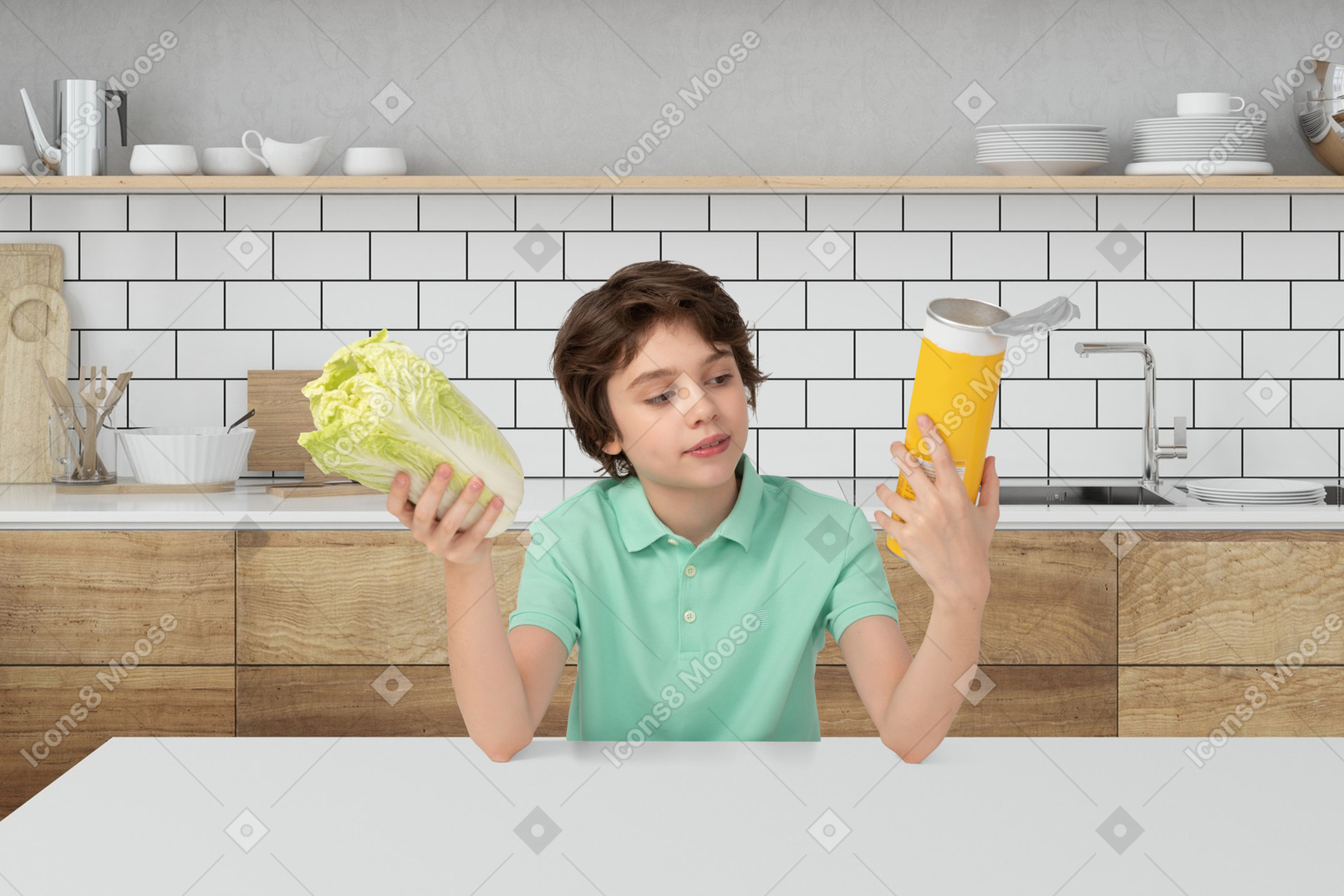 Young woman drinking juice in the kitchen