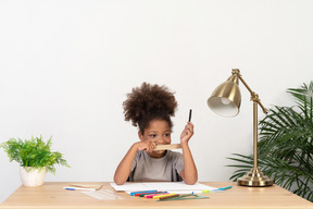 Cute girl doing homework