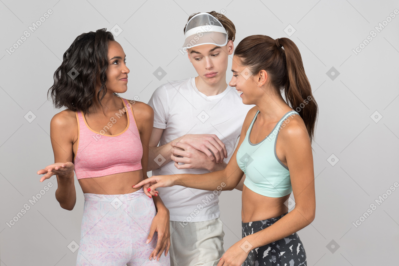 Checking out the friend's abs