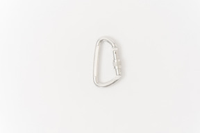 White carabiner on a white background