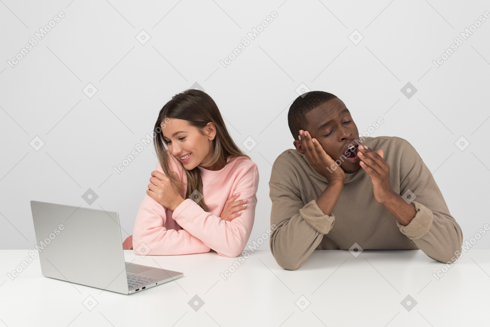 Attractive couple watching some show online together