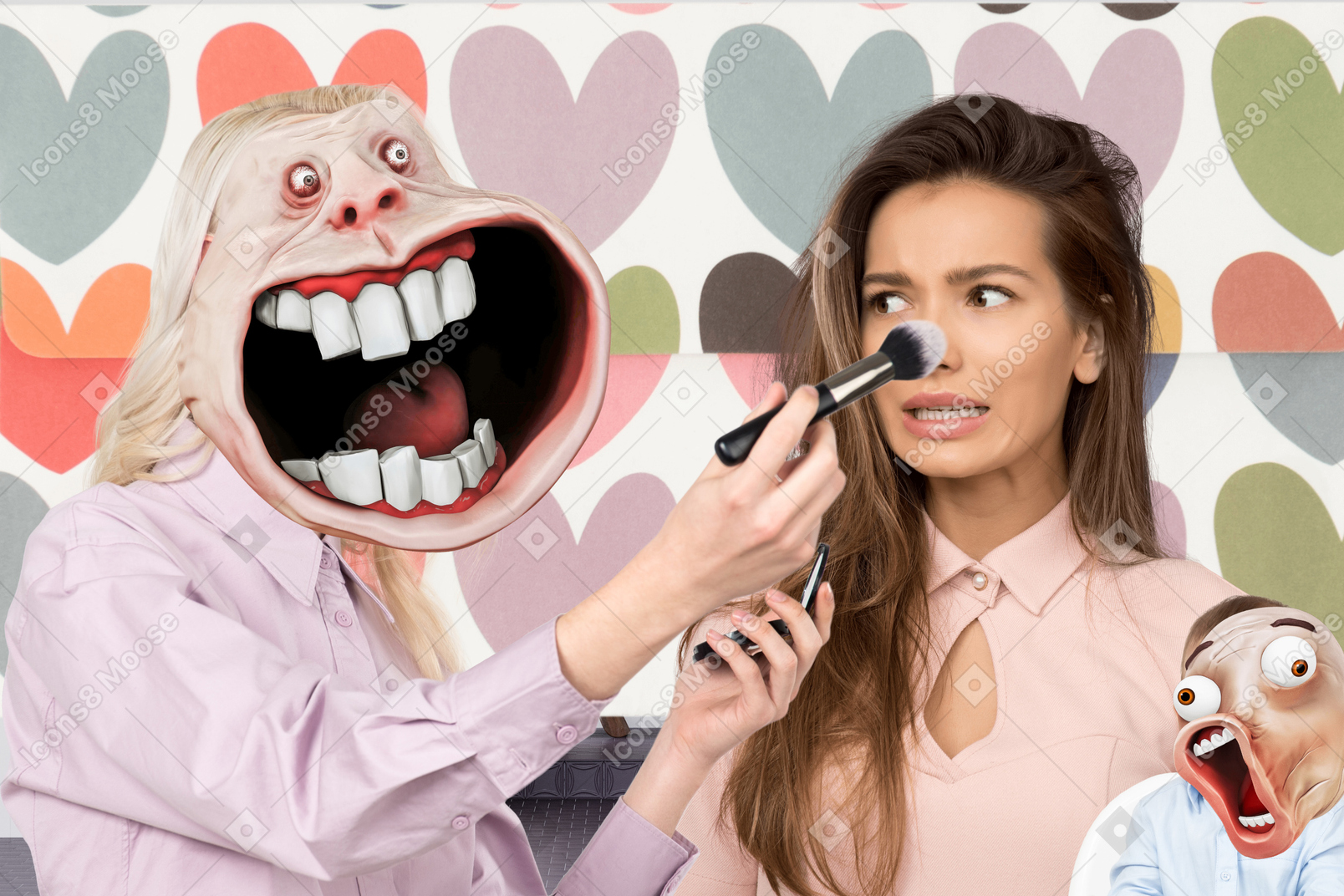 Forever alone putting makeup on a woman