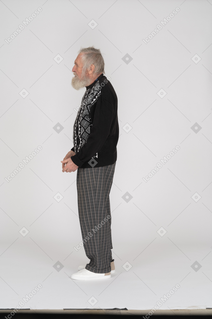 Side view of an old man
