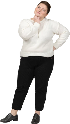 Happy plump woman smiling