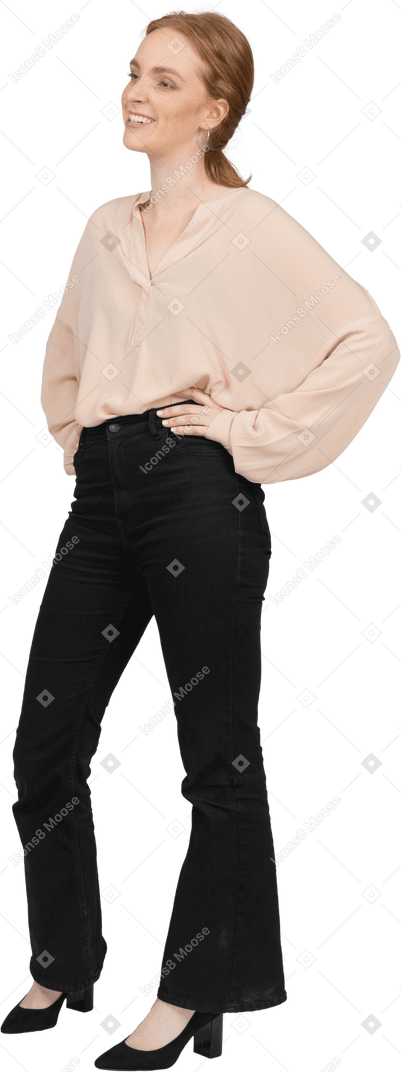 Woman in beautiful blouses standing