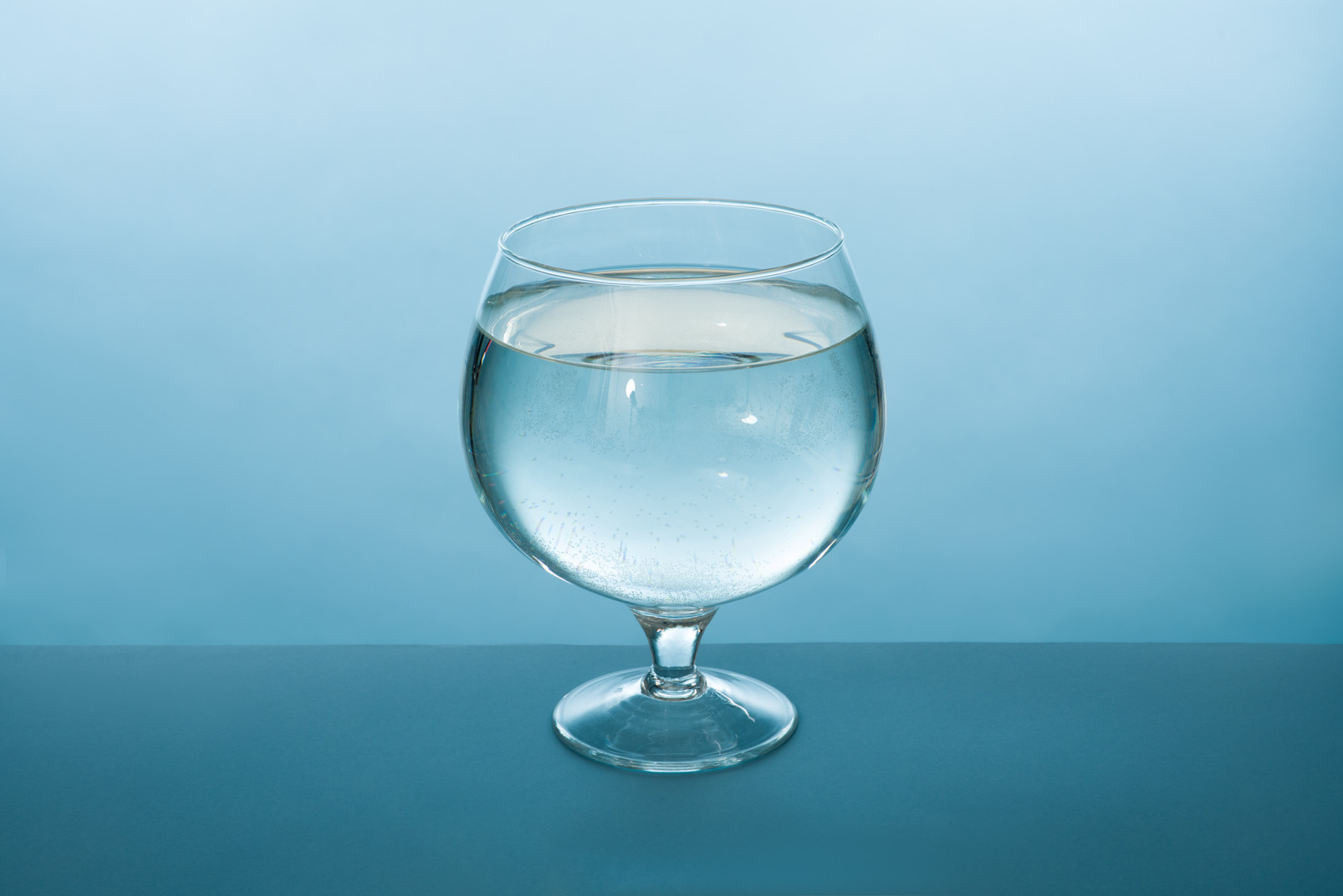Brandy glass full of clean water