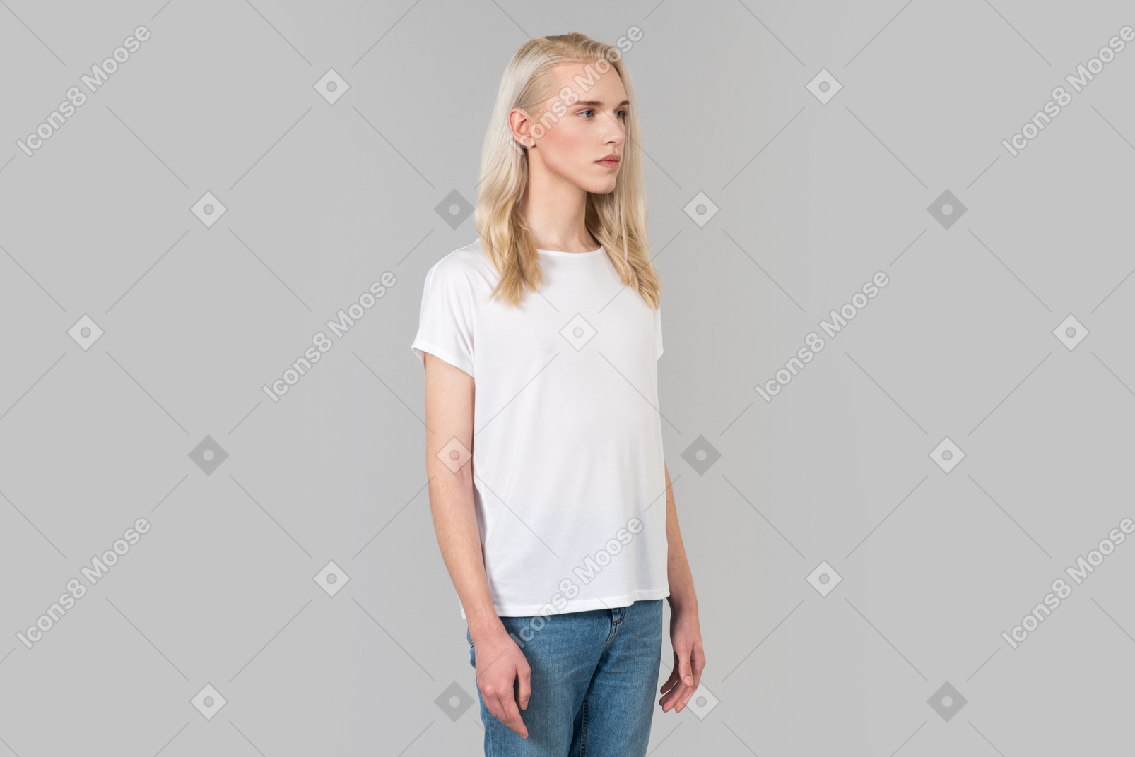 Beautiful young man with long blonde hair