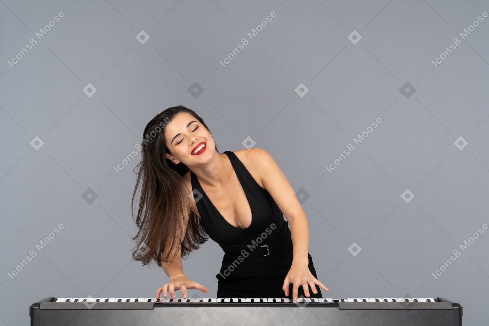 Beautiful smiling woman pounding out a tune