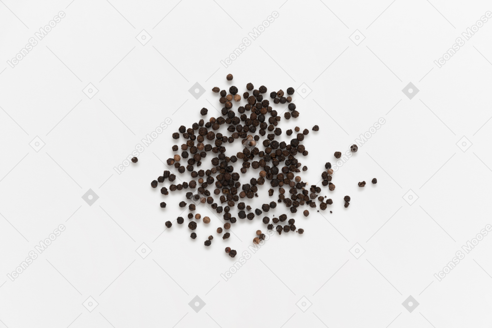 Black pepper beans on white background