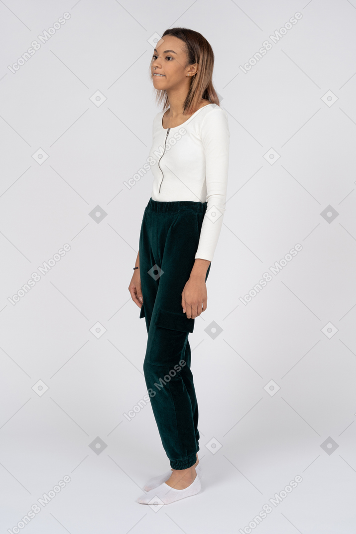 Woman in casual clothes standing