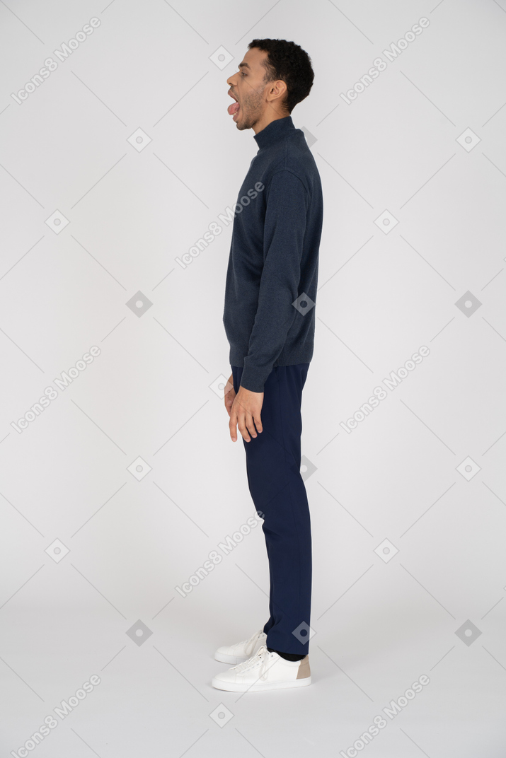 Man in black clothes standing