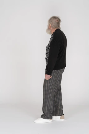 Side view of an elderly man looking away