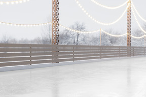 Ice skating rink with fairy lights