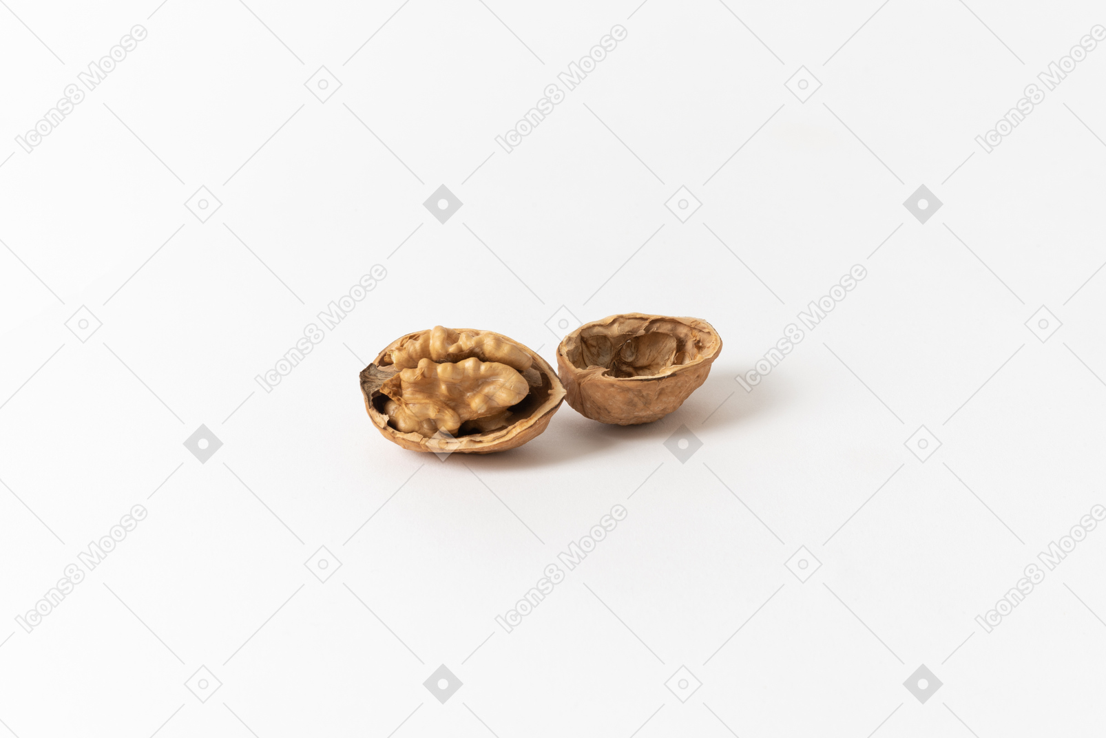 Broken walnut in a shell