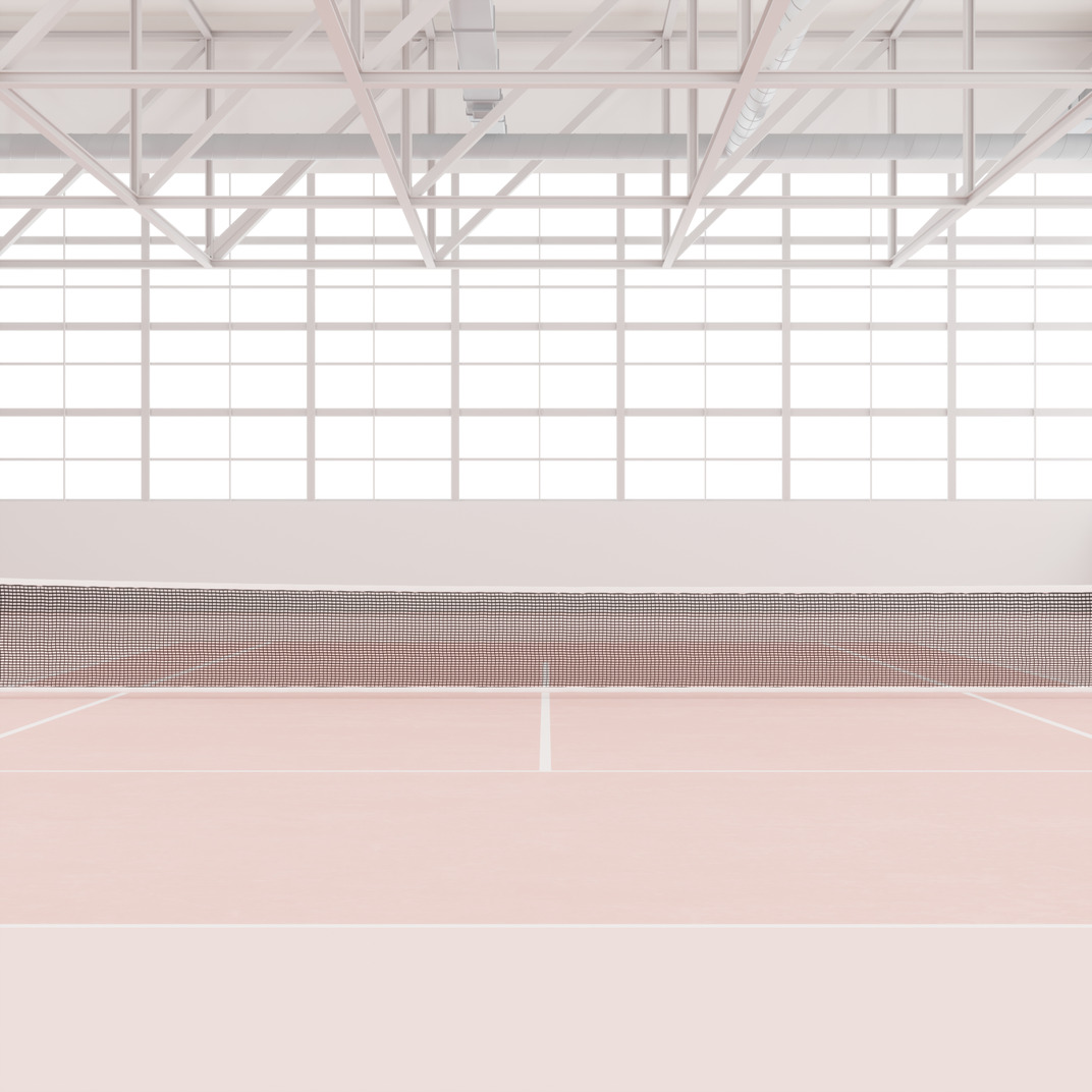 Empty tennis court in pastel colors
