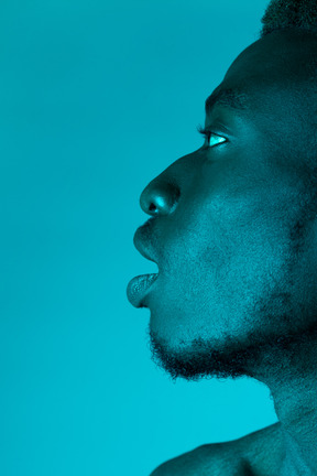 Close-up of young black man's face